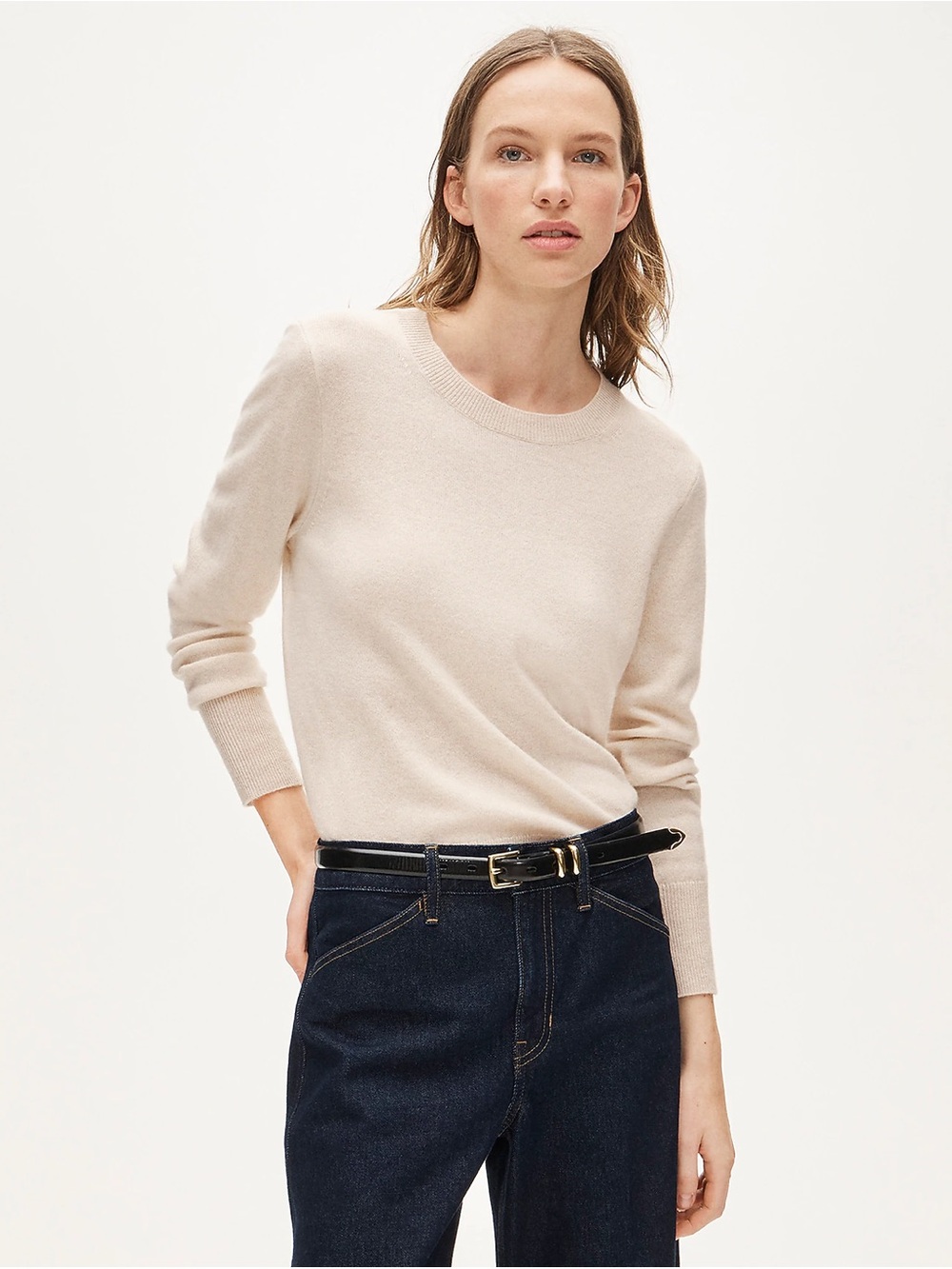 J.Crew Women's 100% Merino Wool Crewneck Sweater Beige Size L